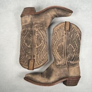 Abilene Boot Co. Distressed Tan Leather Western Ankle Boots